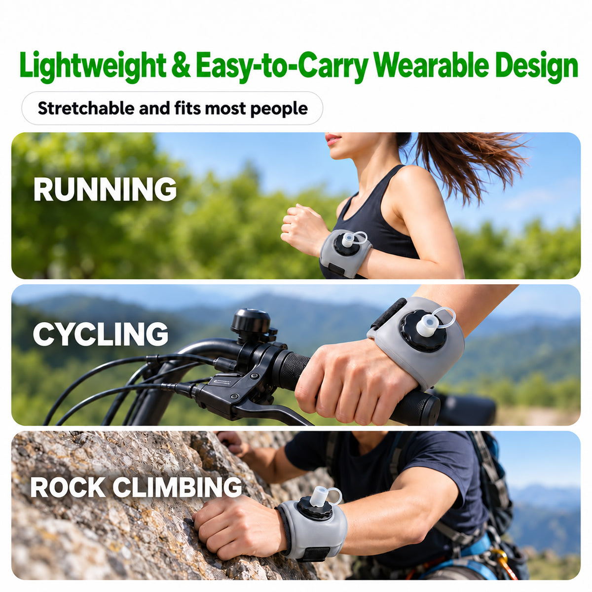 DONORISHA 200ml Wrist Water Bottle, Silicone Running Hydration Flask