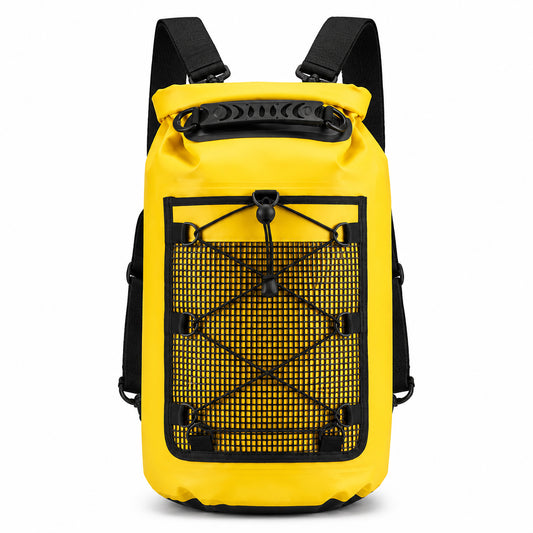 DONORISHA Wasserdichter Trockensack Rucksack 20L, Roll Top Schwimmsack für Kajakfahren Bootfahren Angeln Stranderkundungen