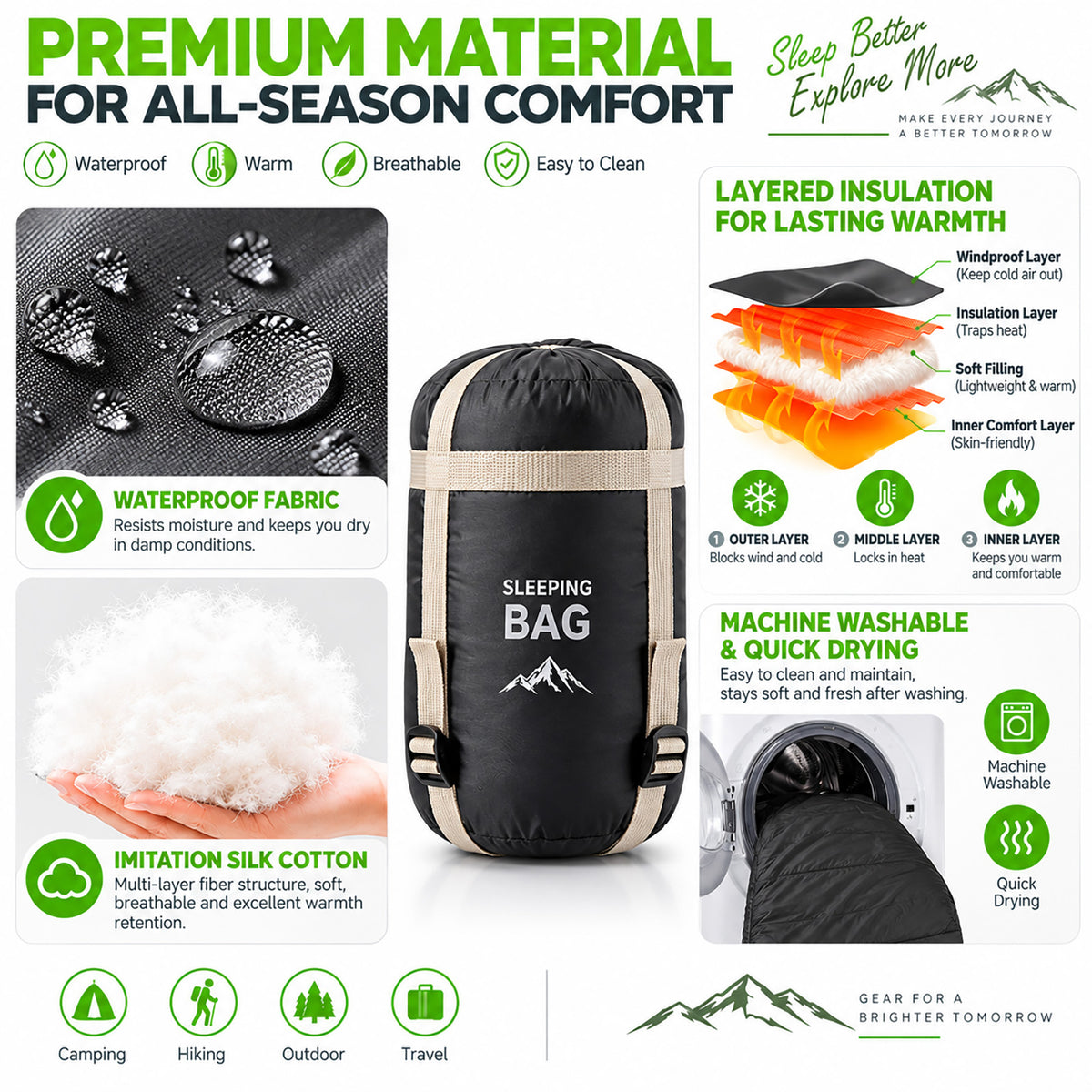 DONORISHA Ultralight Sleeping Bag, Compact Backpacking Camp Quilt