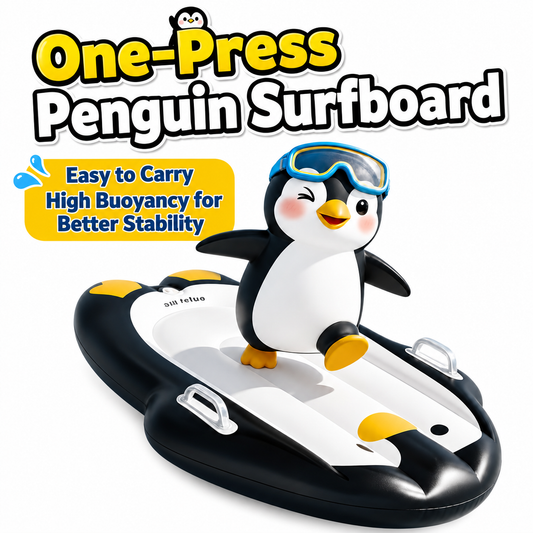DONORISHA Inflatable Penguin Body Board for Kids, 100 x 70 cm