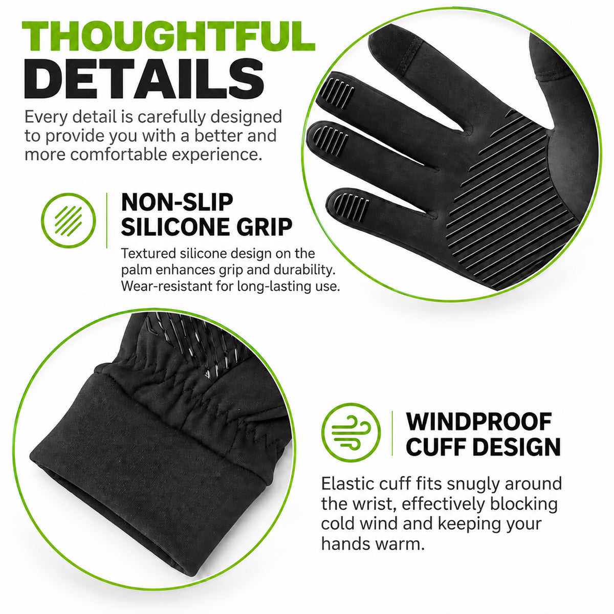 DONORISHA Thermal Winter Gloves Touchscreen Windproof for Men Women