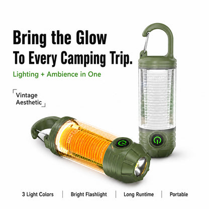 DONORISHA Rechargeable Camping Lantern Flashlight with Hook, 6 Modes