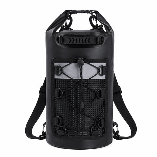 DONORISHA Wasserdichter Trockensack Rucksack 20L, Roll Top Schwimmsack für Kajakfahren Bootfahren Angeln Stranderkundungen