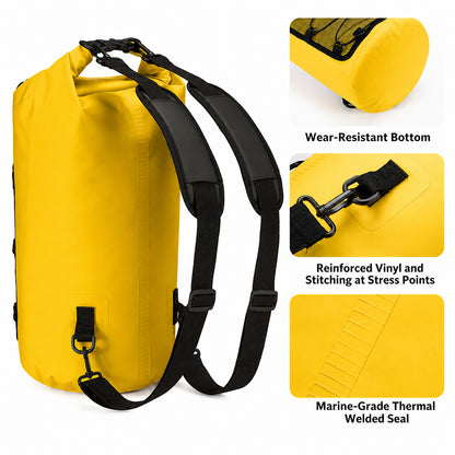 DONORISHA Waterproof Dry Bag Backpack 20L, Roll Top Floating Bag for Kayaking Boating Fishing Exploring beaches