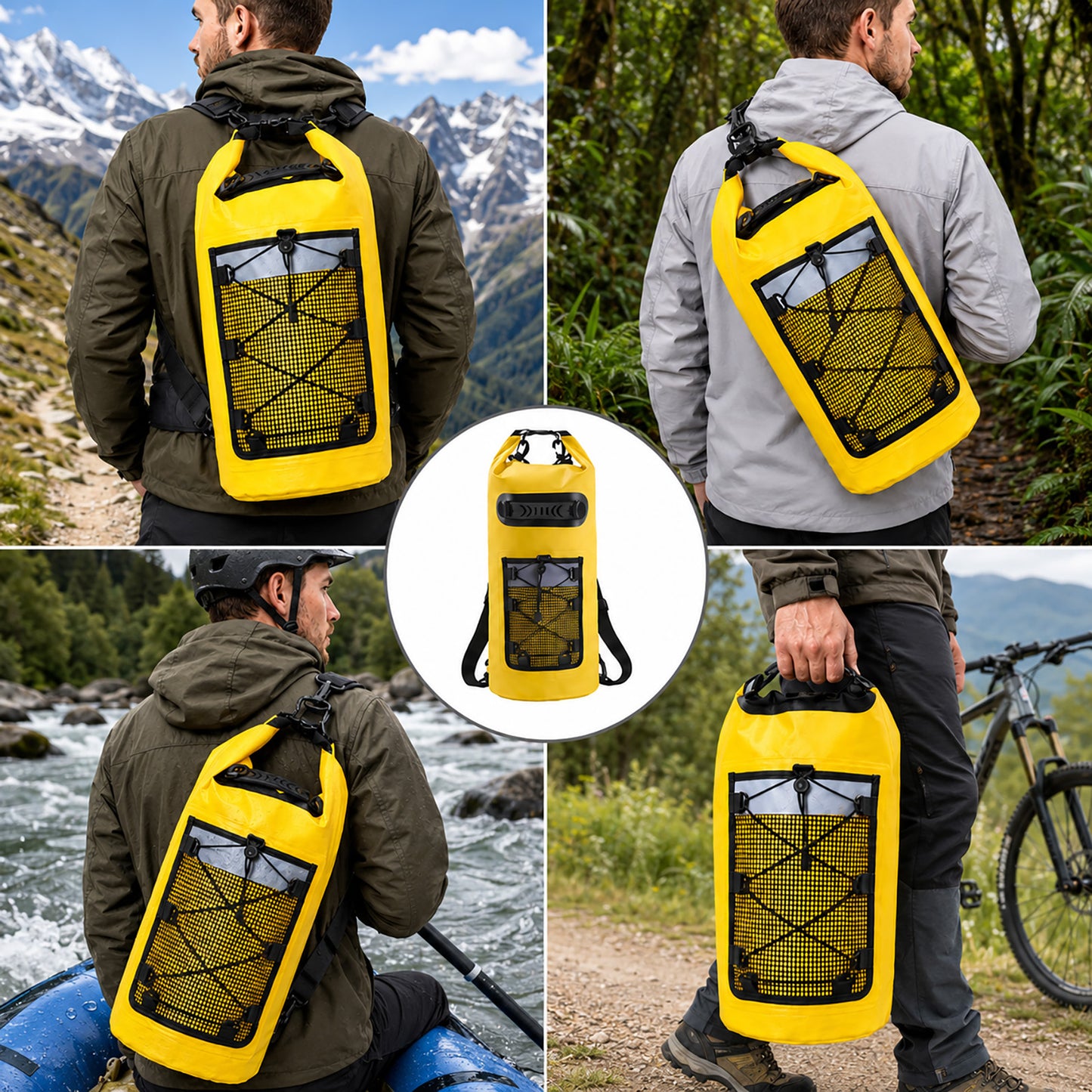 DONORISHA Waterproof Dry Bag Backpack 20L, Roll Top Floating Bag for Kayaking Boating Fishing Exploring beaches