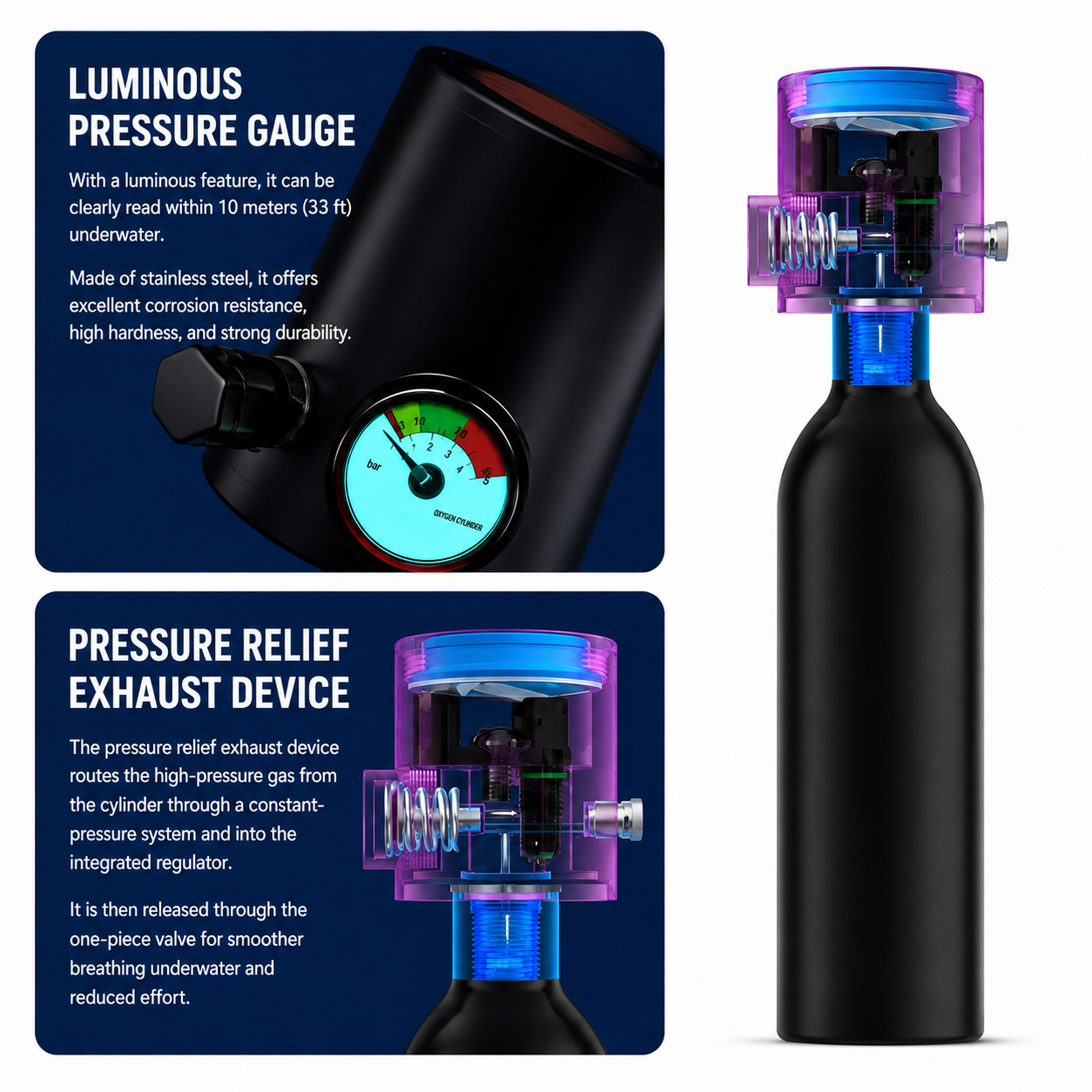 DONORISHA Diving Cylinder 0.5L Mini Tank Full Face Mask 6061 Aluminum Adjustable Snorkeling