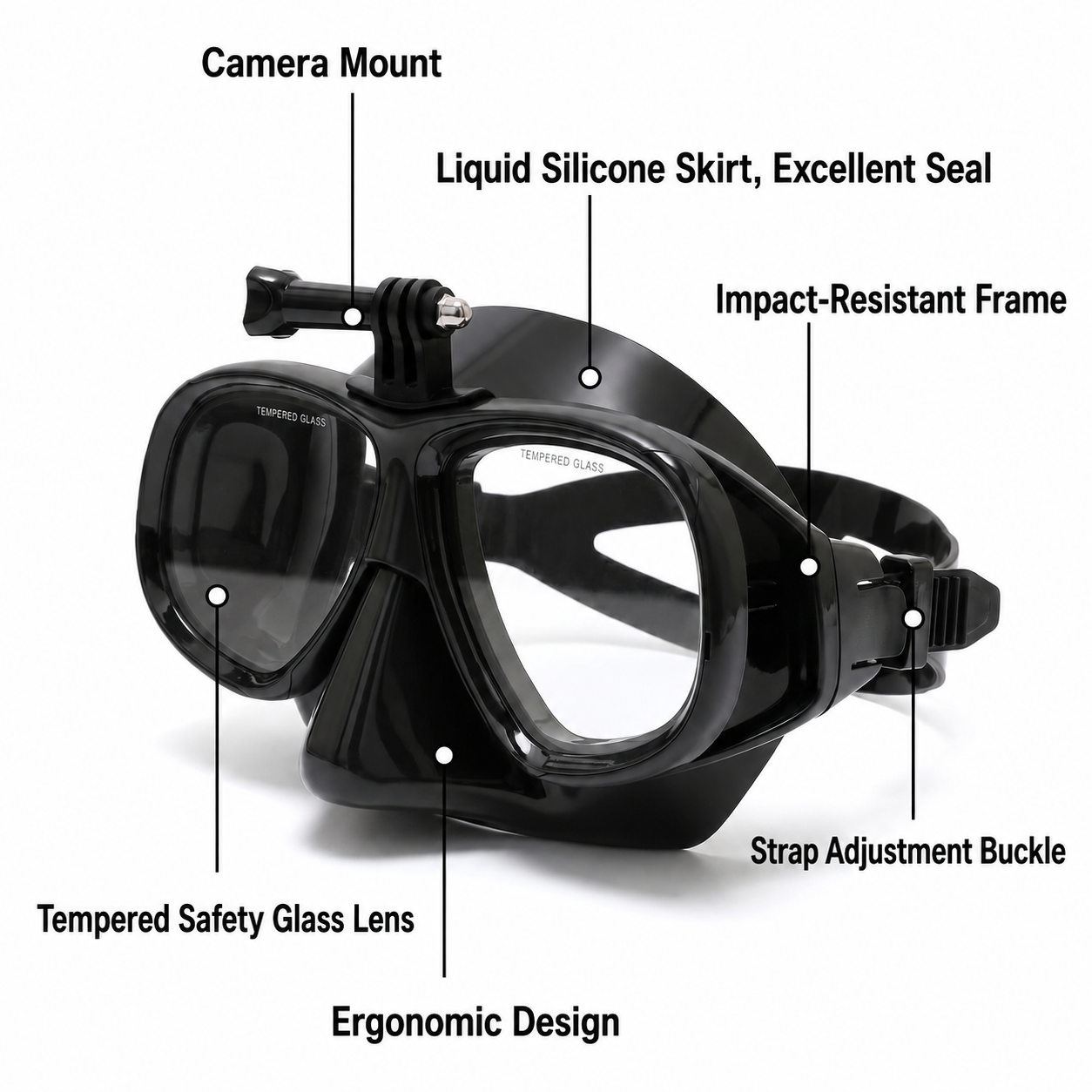 DONORISHA Snorkel Set Dry Snorkel Mask with Camera Mount for Adults