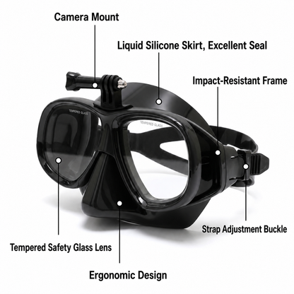 DONORISHA Snorkel Set Dry Snorkel Mask with Camera Mount for Adults