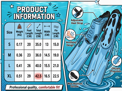 DONORISHA Snorkel Fins Adjustable Open Heel Swim Flippers for Men & Women