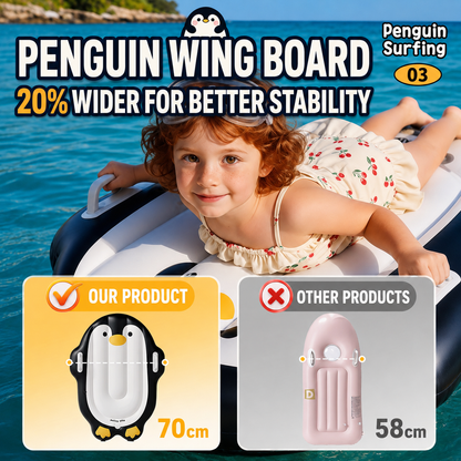 DONORISHA Inflatable Penguin Body Board for Kids, 100 x 70 cm